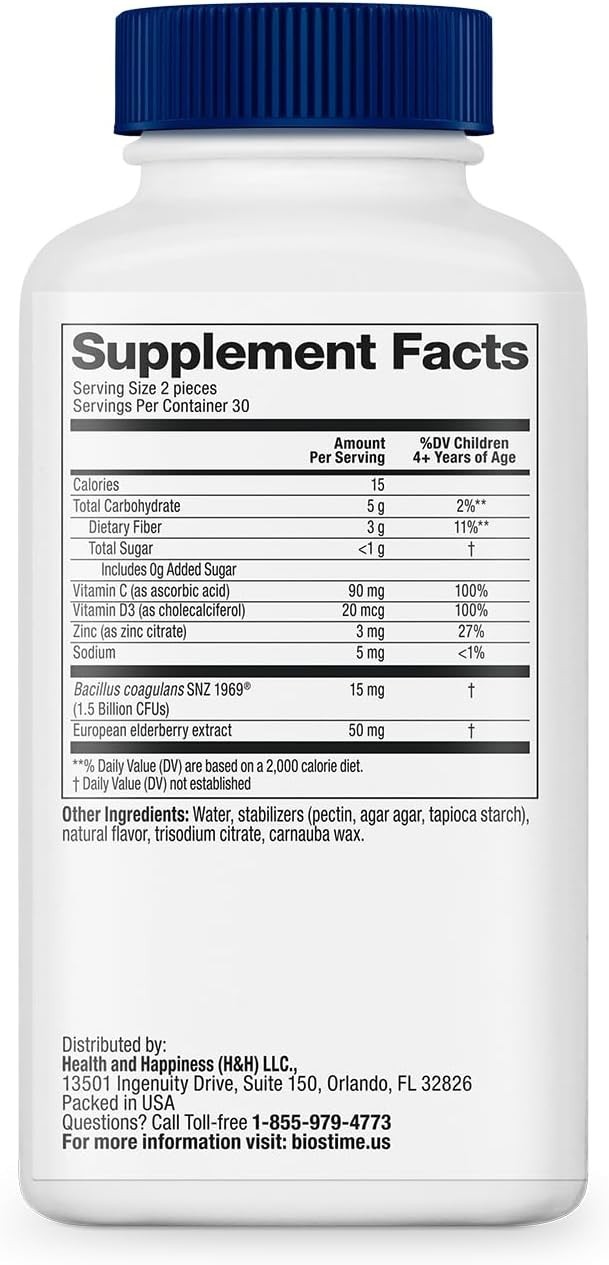 Biostime Kids Immune Defense Fruity Bites | Includes Vitamins D&C + Zinc 07/26