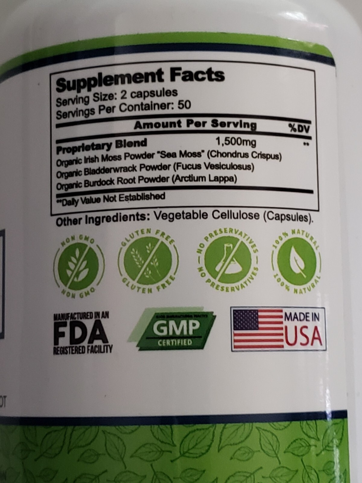 HERB THERAPY – Super Sea Moss – 100 Vegetarian Capsules – GMP Certified – 4/2024