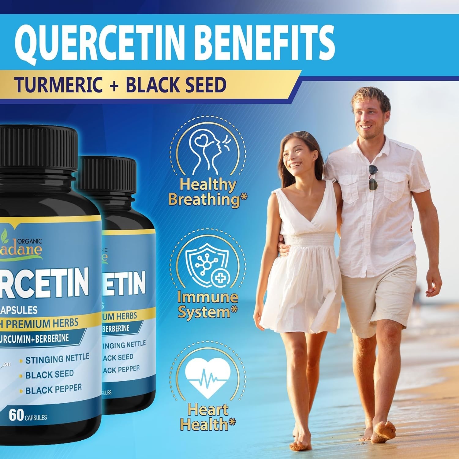 Cadane Organic Quercetin – 60 Capsules Each Bottle – Exp 9/2027