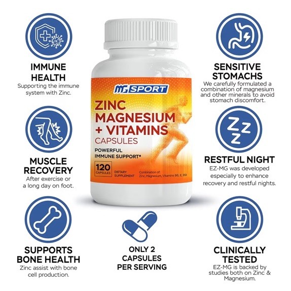 Sports ZMA Zinc Magnesium Vitamin B6 360 Caps
