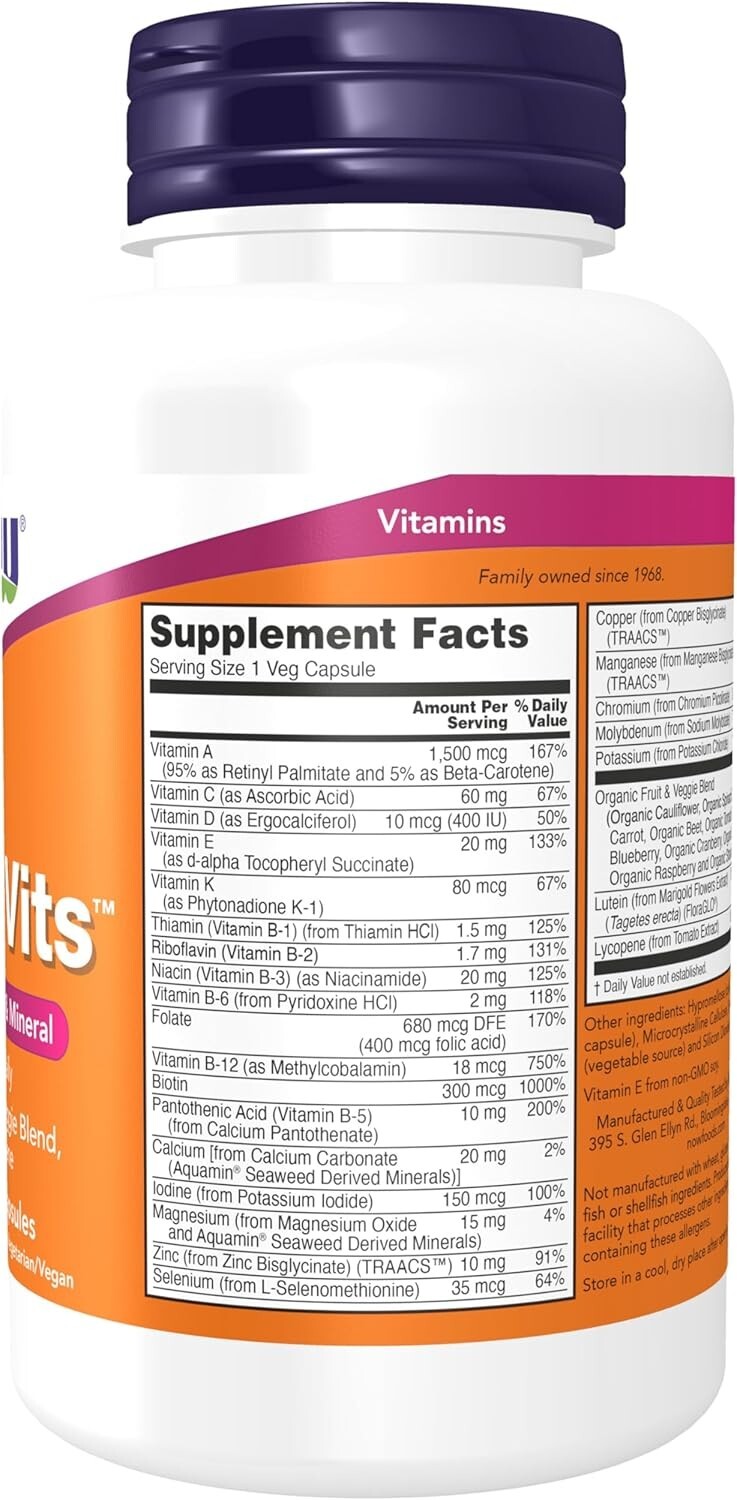 NOW Foods (2 PACKS) Daily Vits, Multi Vitamin & Mineral, 120 Veg Capsules