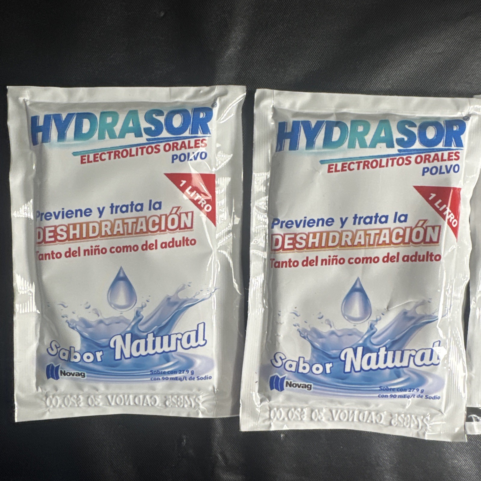 ELECTROLITOS ORALES EN POLVO HYDRASOR SABOR NATURAL 27.9G (4PCS) MEXICO