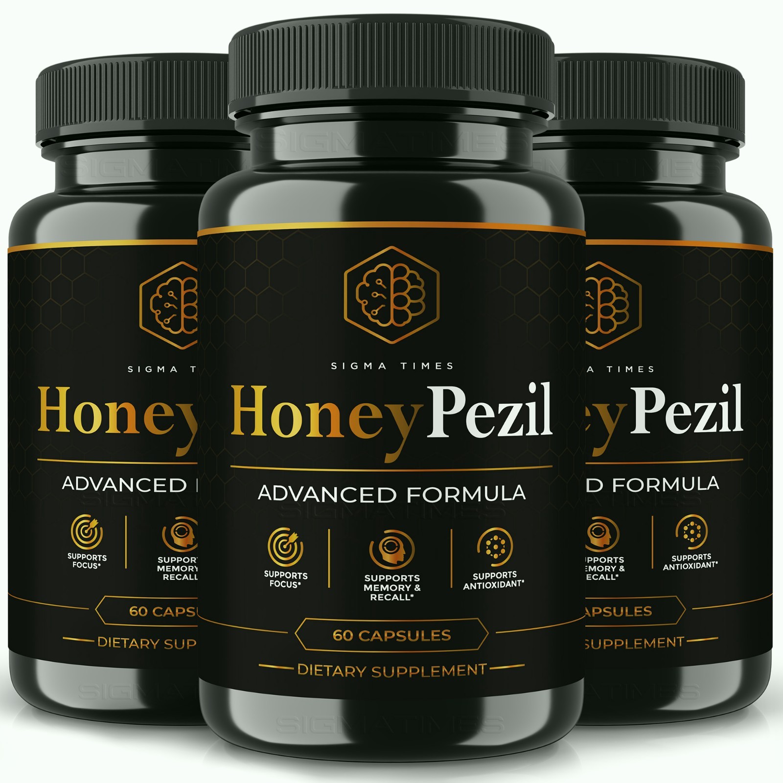 HoneyPezil Capsules, Advanced Honey Pezil Memory & Brain Supplement – 3 Pack