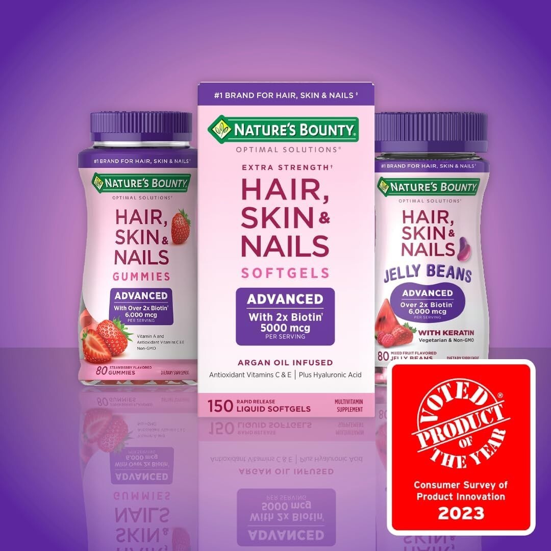 3 Pack Hair, Skin & Nails Gummies 6000 mcg 240 count (3×80) Advanced 2 x Biotin