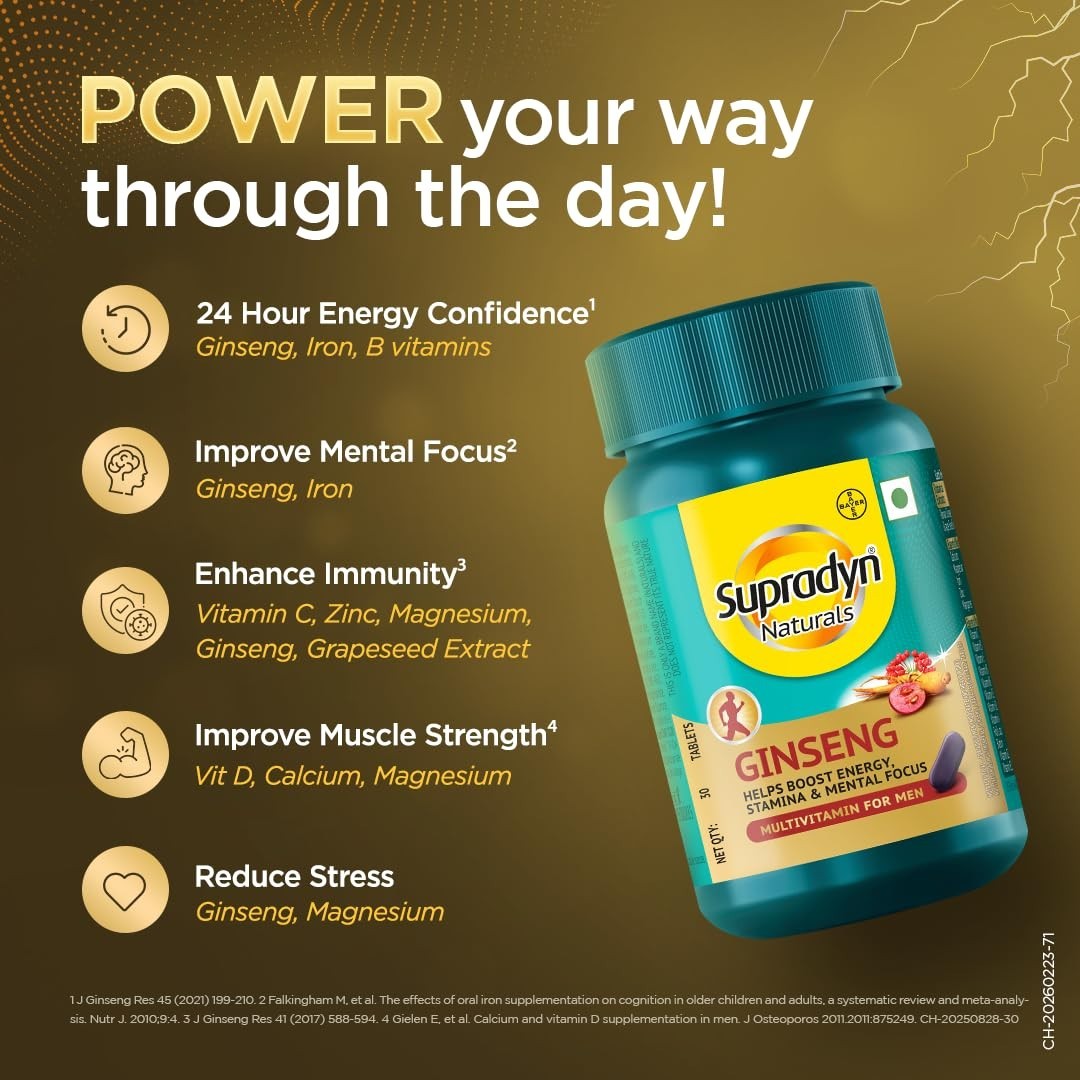 3 x Supradyn Naturals Men (90 Tabs) Energy Endurance Focus & Immunity