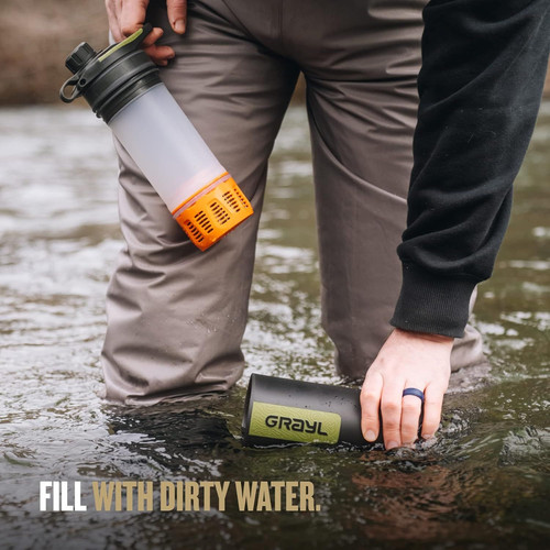 GRAYL GeoPress 24 oz Water Purifier Bottle – Filter for Hiking, Black Camo