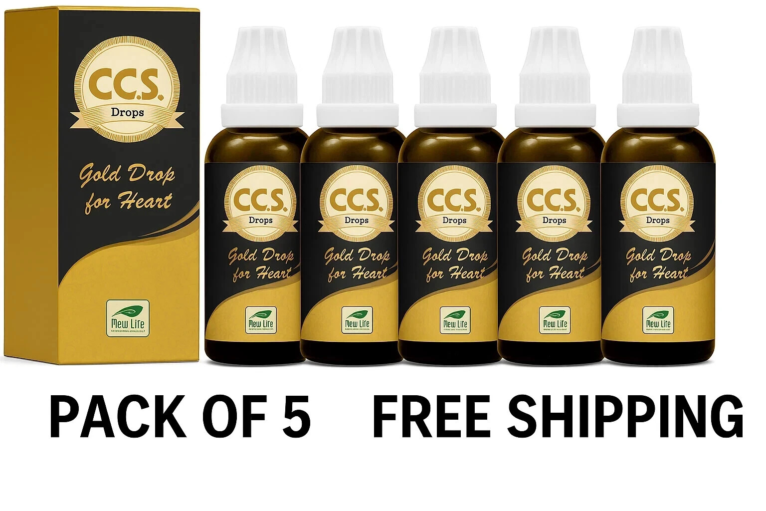 New Life C.C.S. Gold Drops 5x30ml | Natural Heart Support | Free Shipping