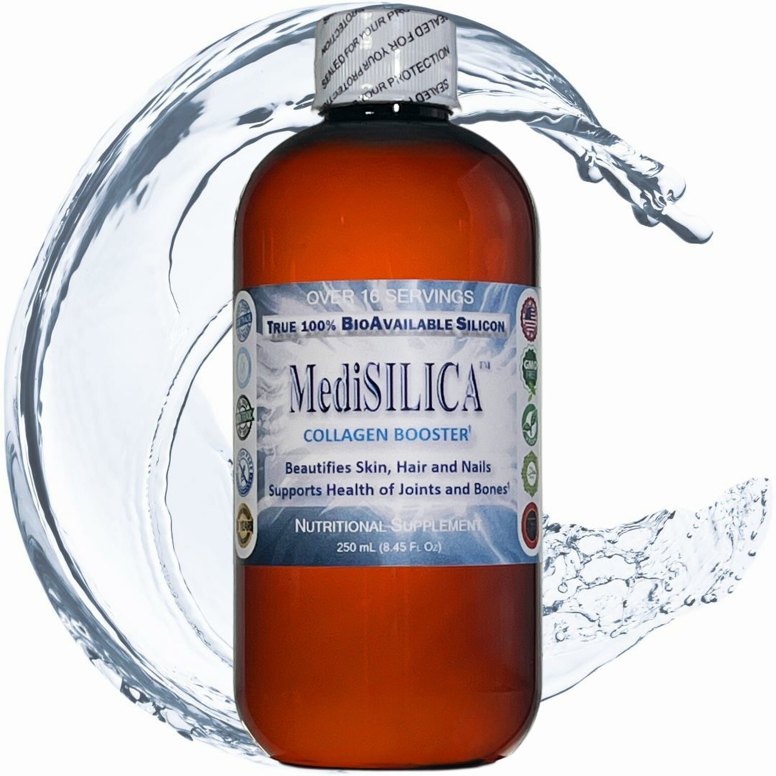 MediSILICA™ Collagen Booster True Water-Soluble Silica/Silicon Nutrient: 250 mL