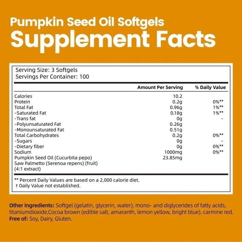 VIVONU Pumpkin Seed Oil 1000mg with Saw Palmetto 300 Softgels
