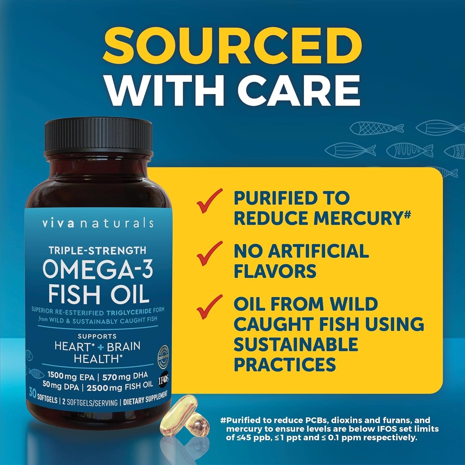 Viva Naturals Omega 3 Fish Oil Triple Strength 2500 Mg 30 Softgels