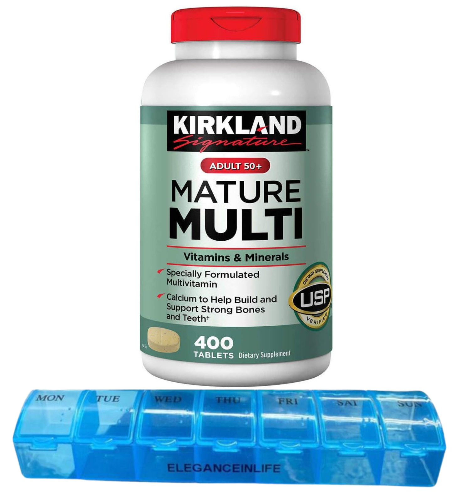 Adult 50+ Mature Multivitamin with Calcium and Weekly Pill planner – 400 tablets