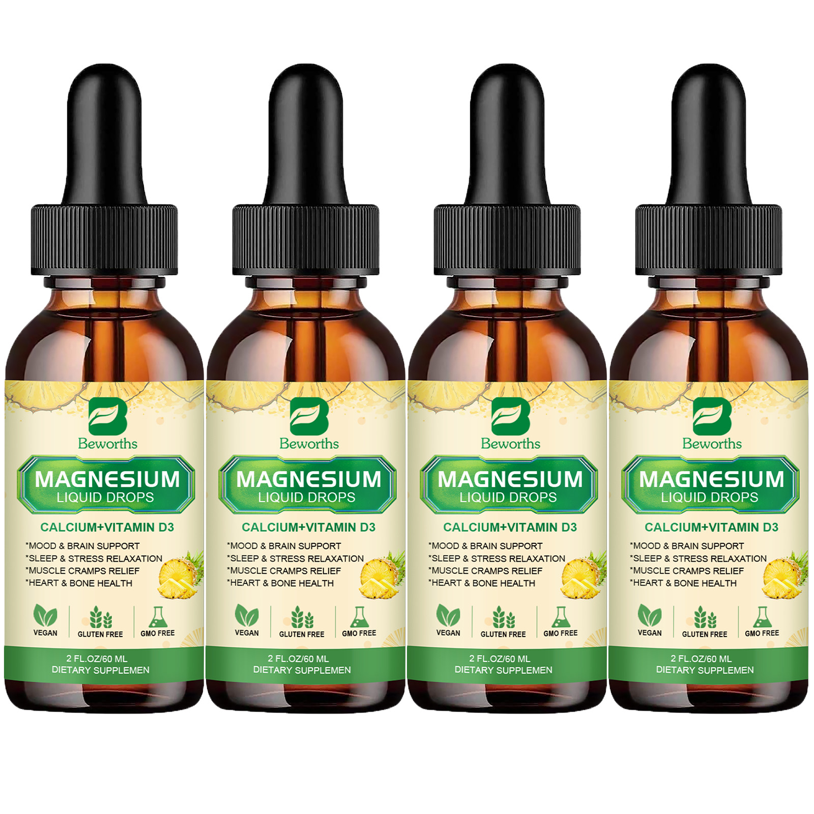 Organic Magnesium Liquid Drops for Sleep/ Anxiety Relief 500mg High Absorption