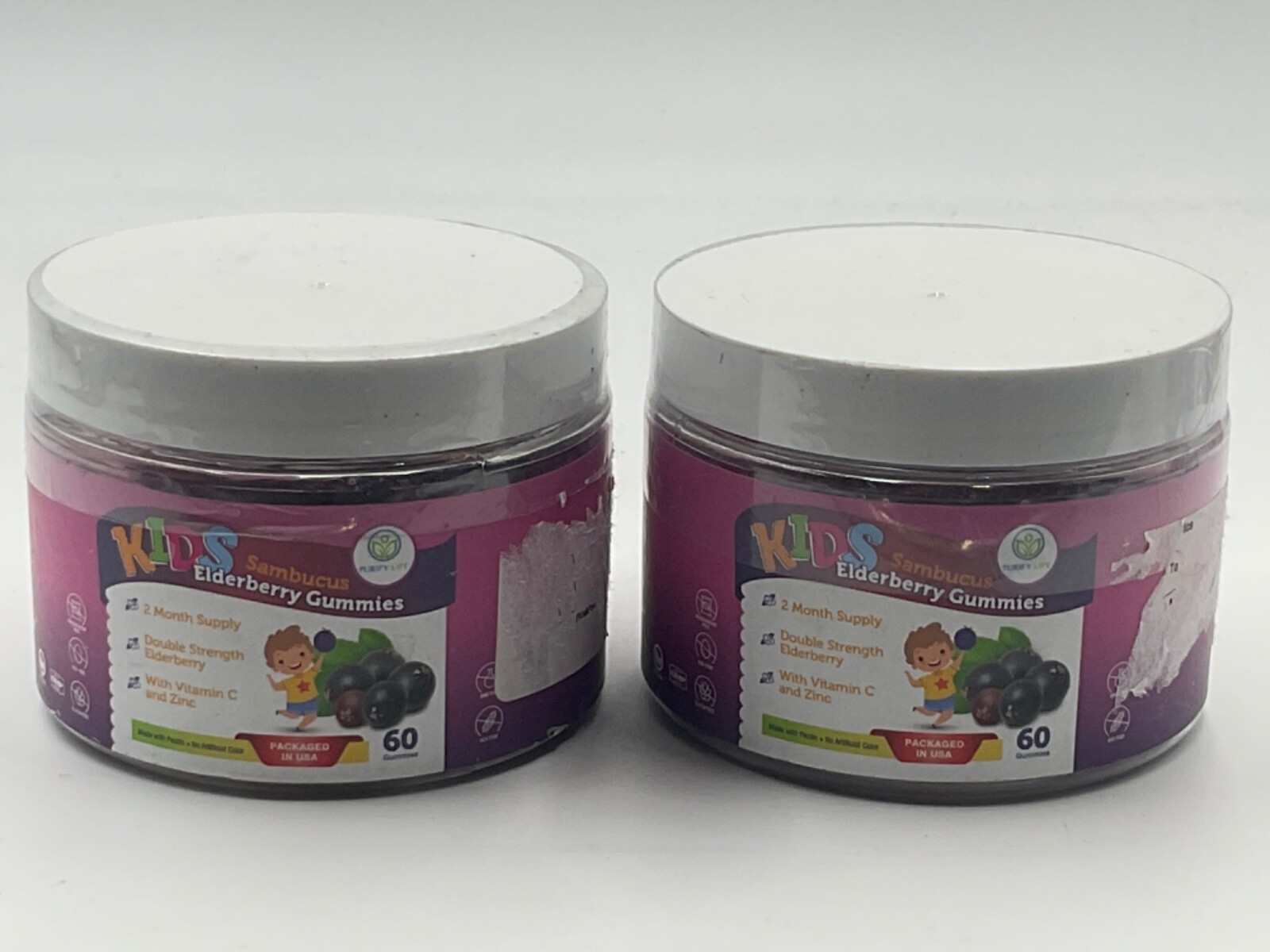 2 x kids elderberry gummies with vitamin c & zinc 60 gummies each (120) ex 6/25