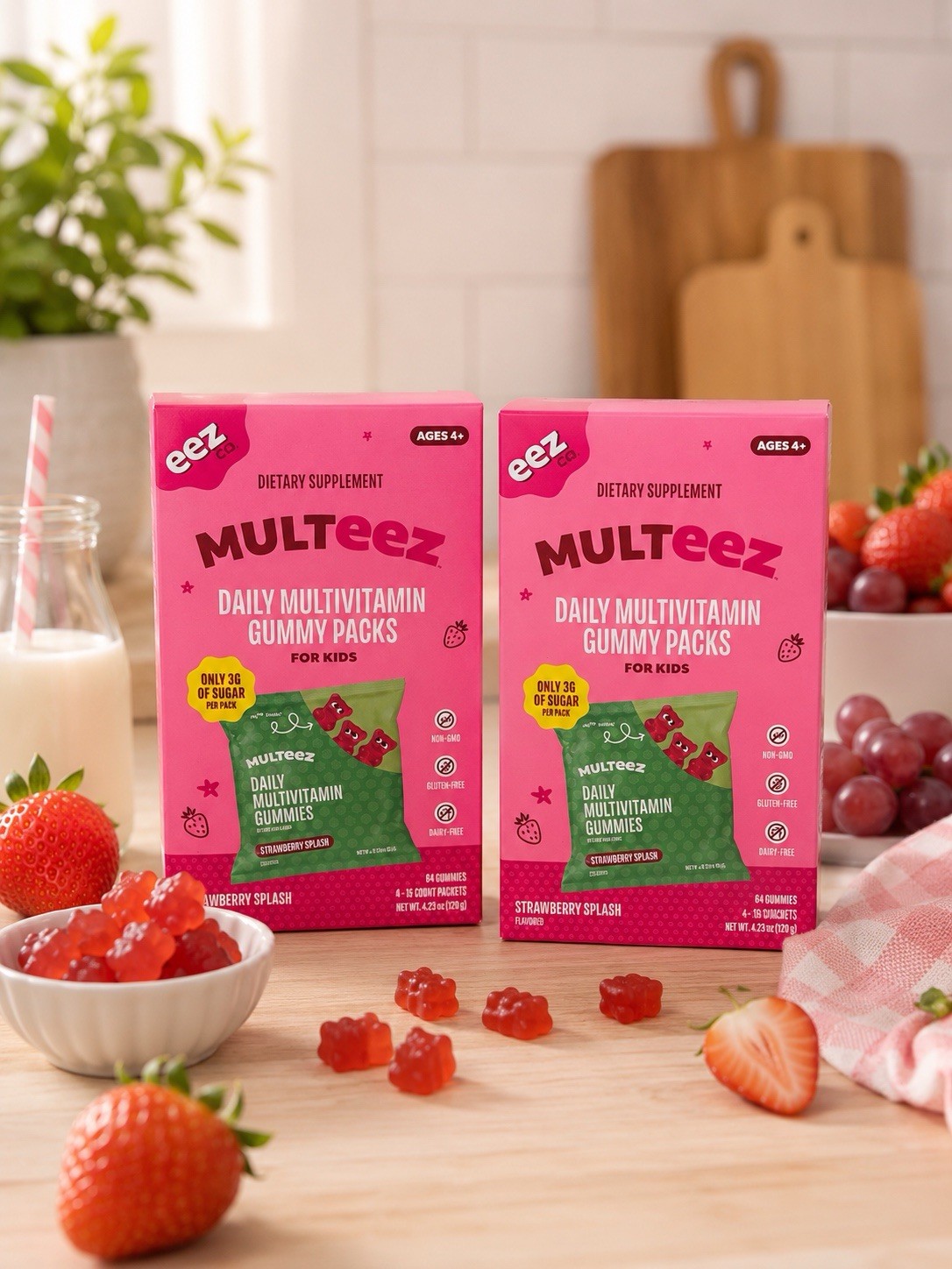 MULTEEZ Kids Daily Multivitamin Gummies Strawberry Splash – 2 Boxes Exp 04/2027