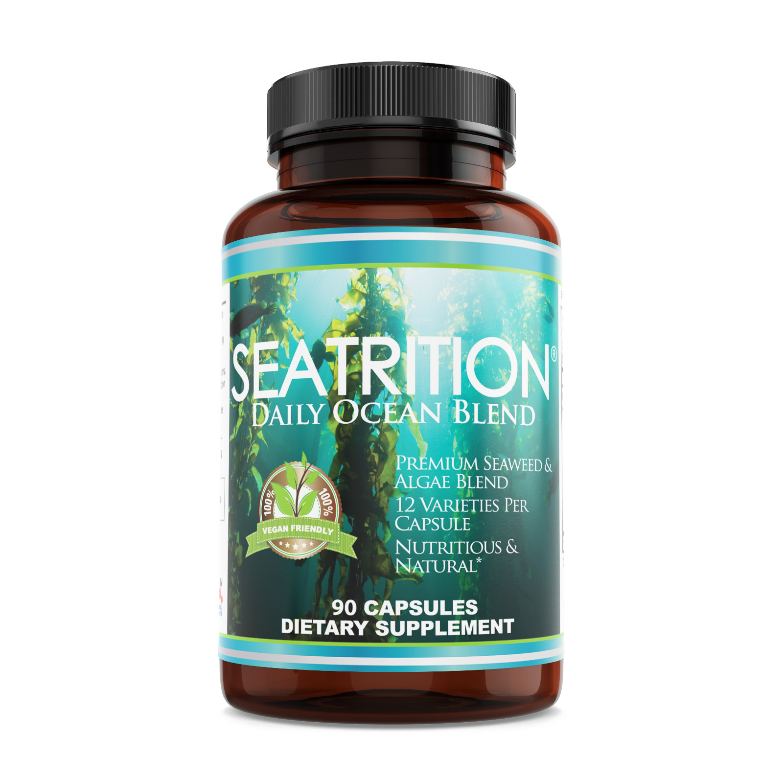 Seatrition 12 Seaweed Blend 550mg Thyroid 30 day supply Sea Moss 90 Veg Capsules
