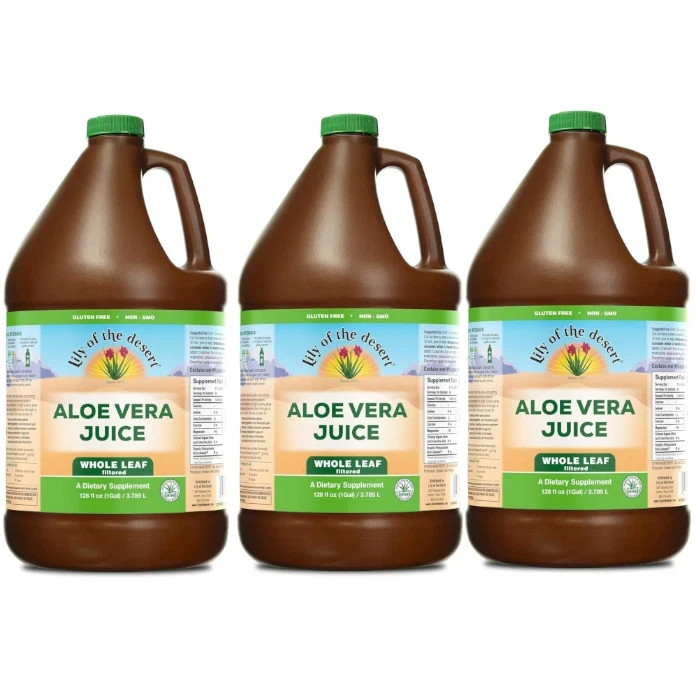 Lily of Desert Aloe Vera Juice Whole Leaf (Filtered) 128 fl.oz Each (Pack of 3)