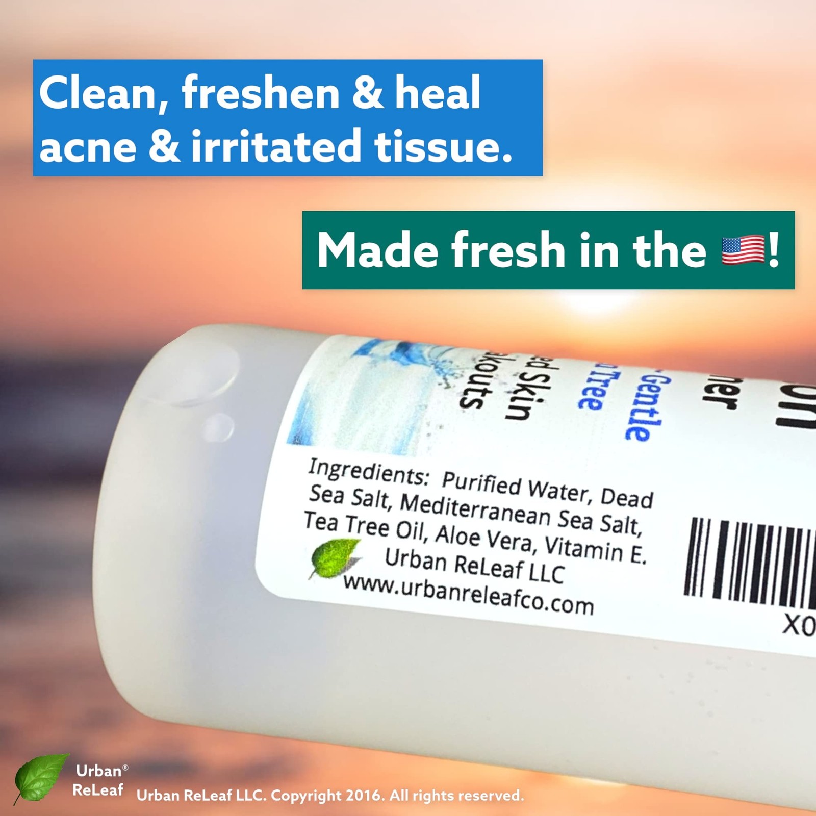 Urban ReLeaf Acne Solution Facial Toner! Sea Salt & Tea Tree. Soothe Skin, Ca…
