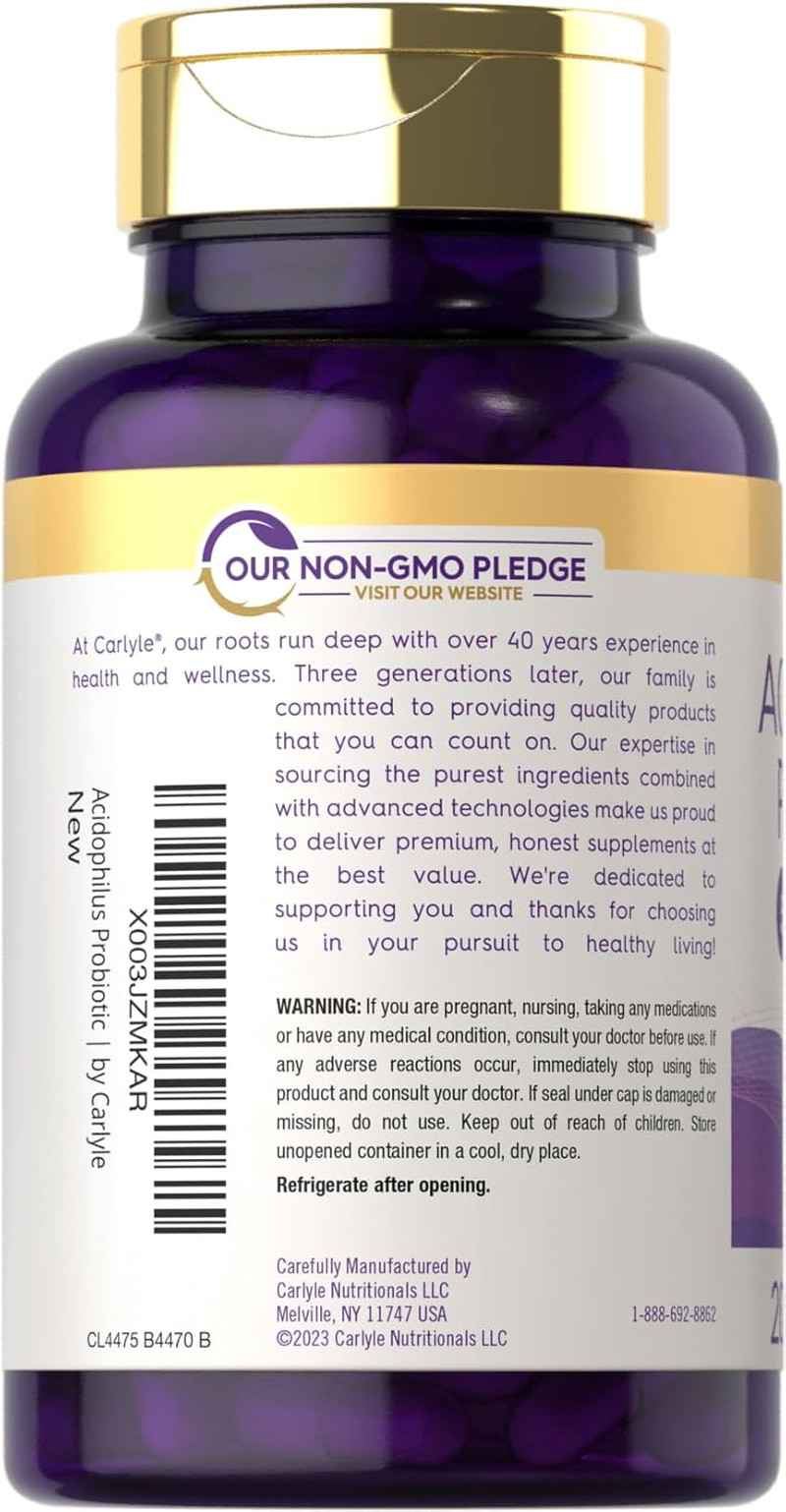 Acidophilus Probiotic Capsules for Women and Men 500 Million CFU 200 Pills Lacto