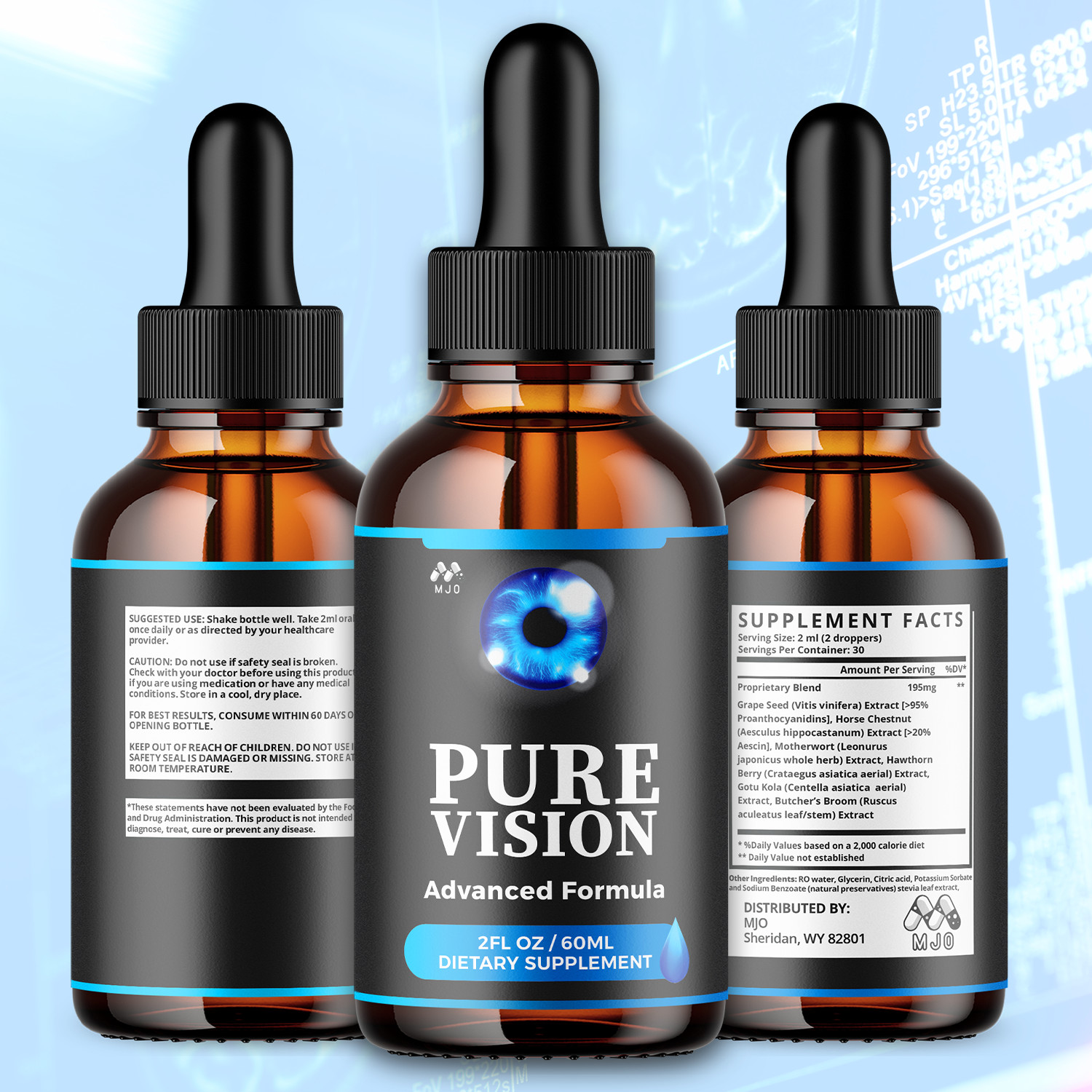 (3 Pack) Pure Vision Drops Support for Healthy Eye Function PureVision 90 Servs