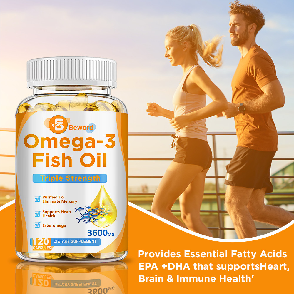 Omega 3 Fish Oil Capsules 3x Strength 3600mg EPA & DHA, Highest Potency