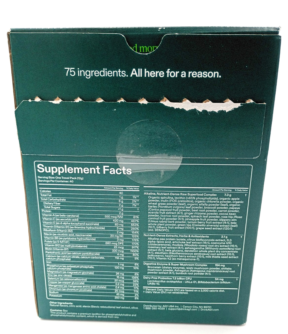 Athletic Greens AG1 40ct Daily Foundational Nutrition 40x12g Pks Exp 6/26 *READ