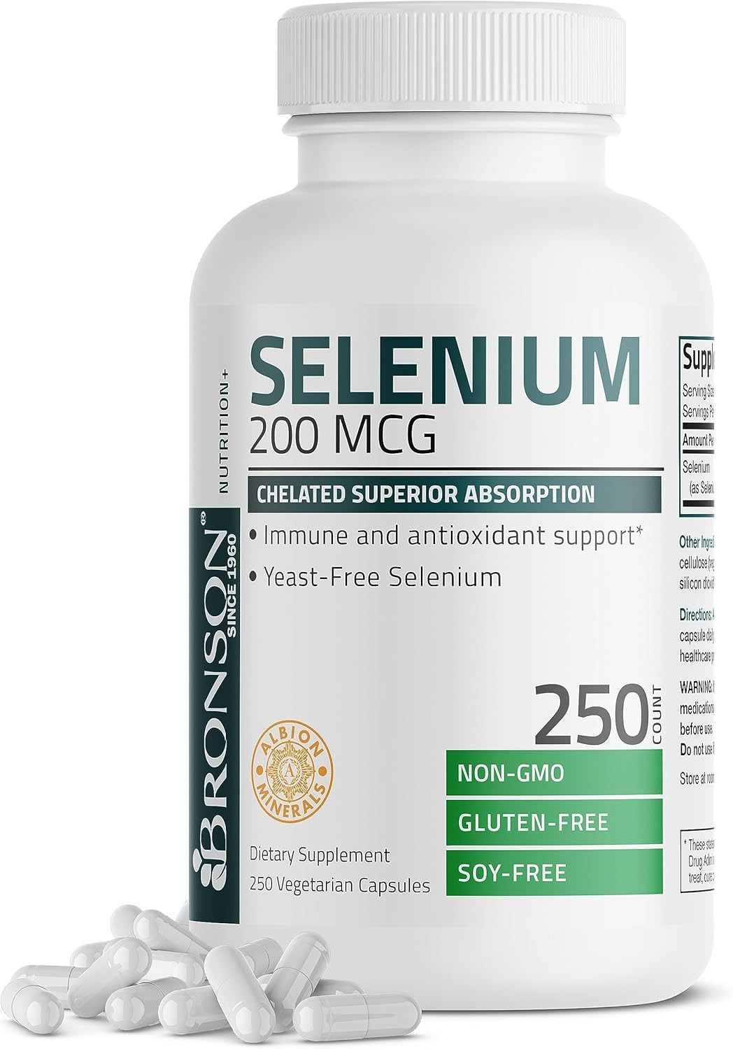 Selenium 200 Mcg, Yeast Free, Chelated Superior Absorption, Vegetarian Capsules