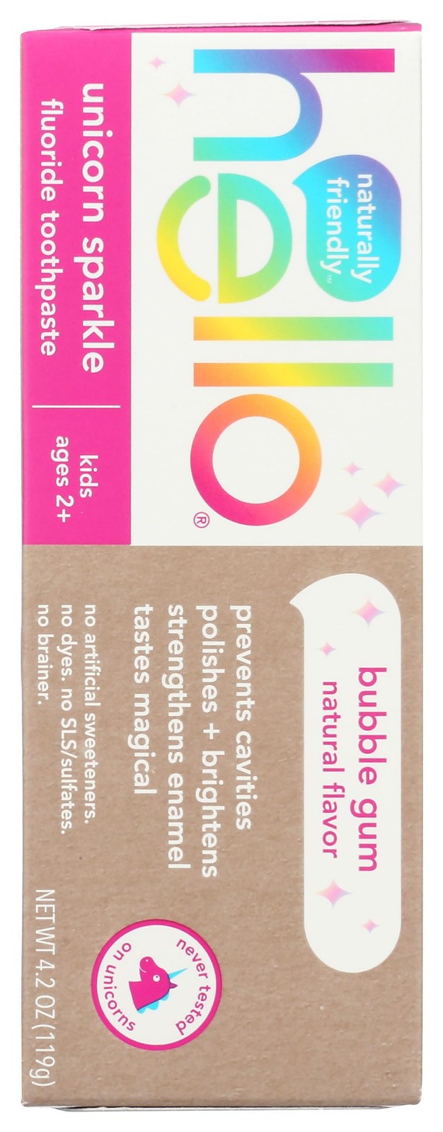 HELLO Bubblegum Unicorn Sparkle Toothpaste for Kids, 4.2 OZ