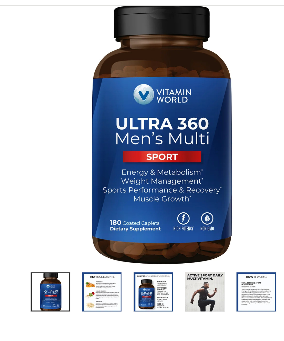 Vitamin World Ultra 360 Men’s Multi Sport 180 c.caplets Exp 09/26