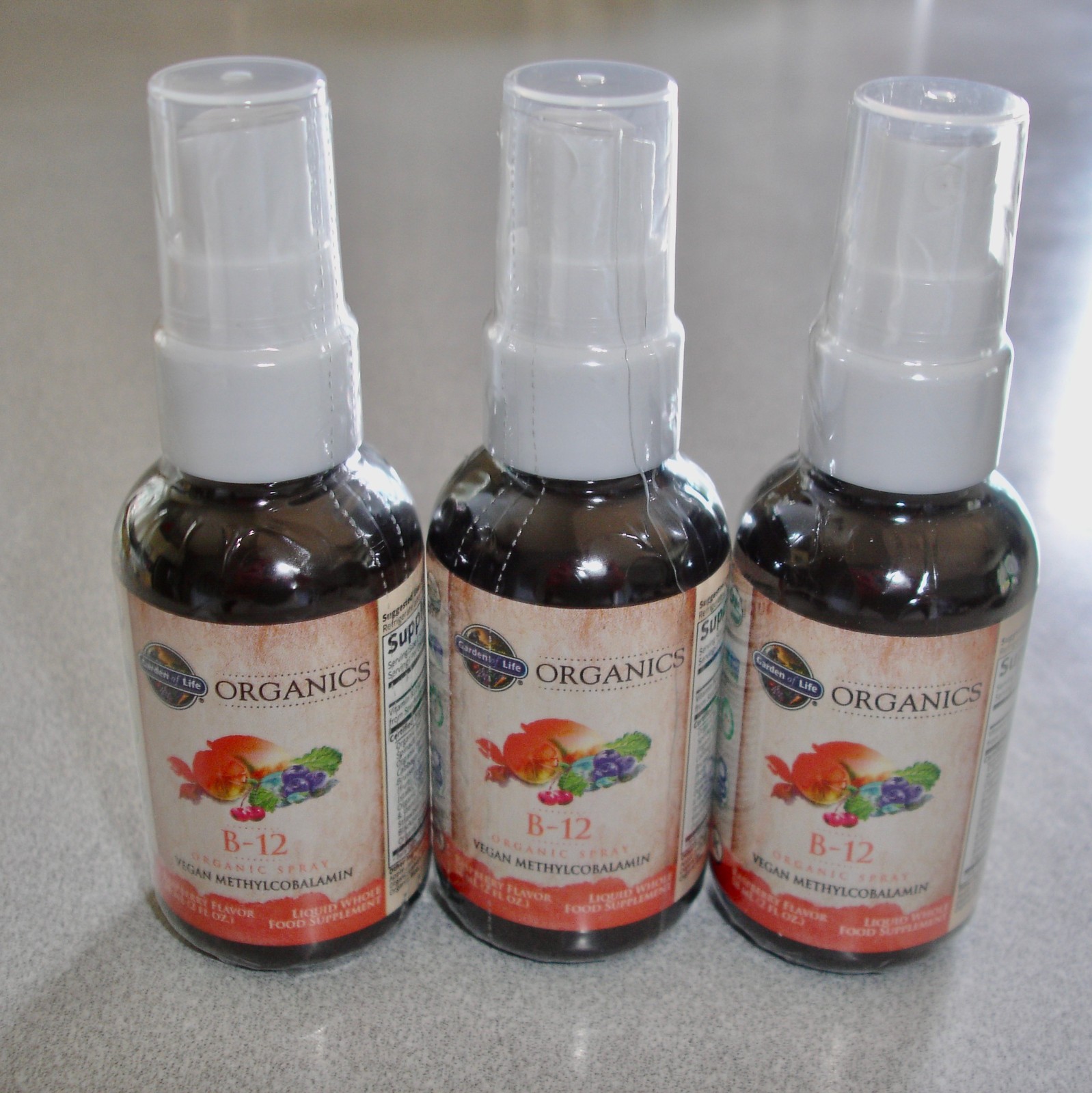 Lot of 3 Garden Of Life VITAMIN B-12 SPRAY 2 fl oz ( Raspberry 06/26