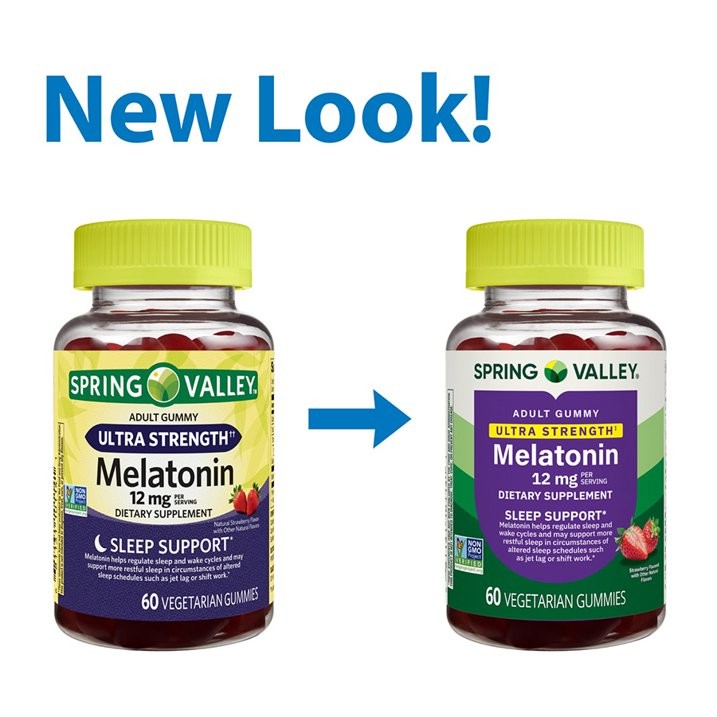 Spring Valley Melatonin Gummies 12 mg Sleep Support Vegetarian 60 Count