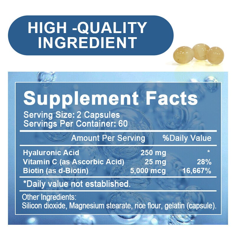 3x Hyaluronic Acid Capsules | 250 mg | 120 Capsules | Non-GMO |Gluten-Free