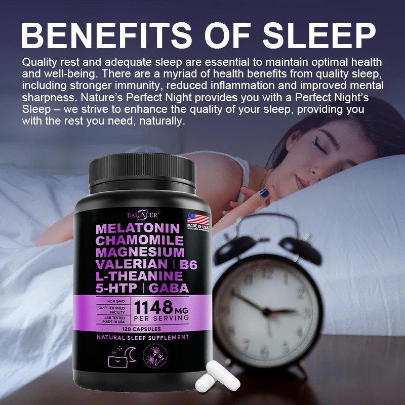 Sleep Aid Fall Asleep Calm Sleep Promote Relaxation Boosts Mood 120 Capsules