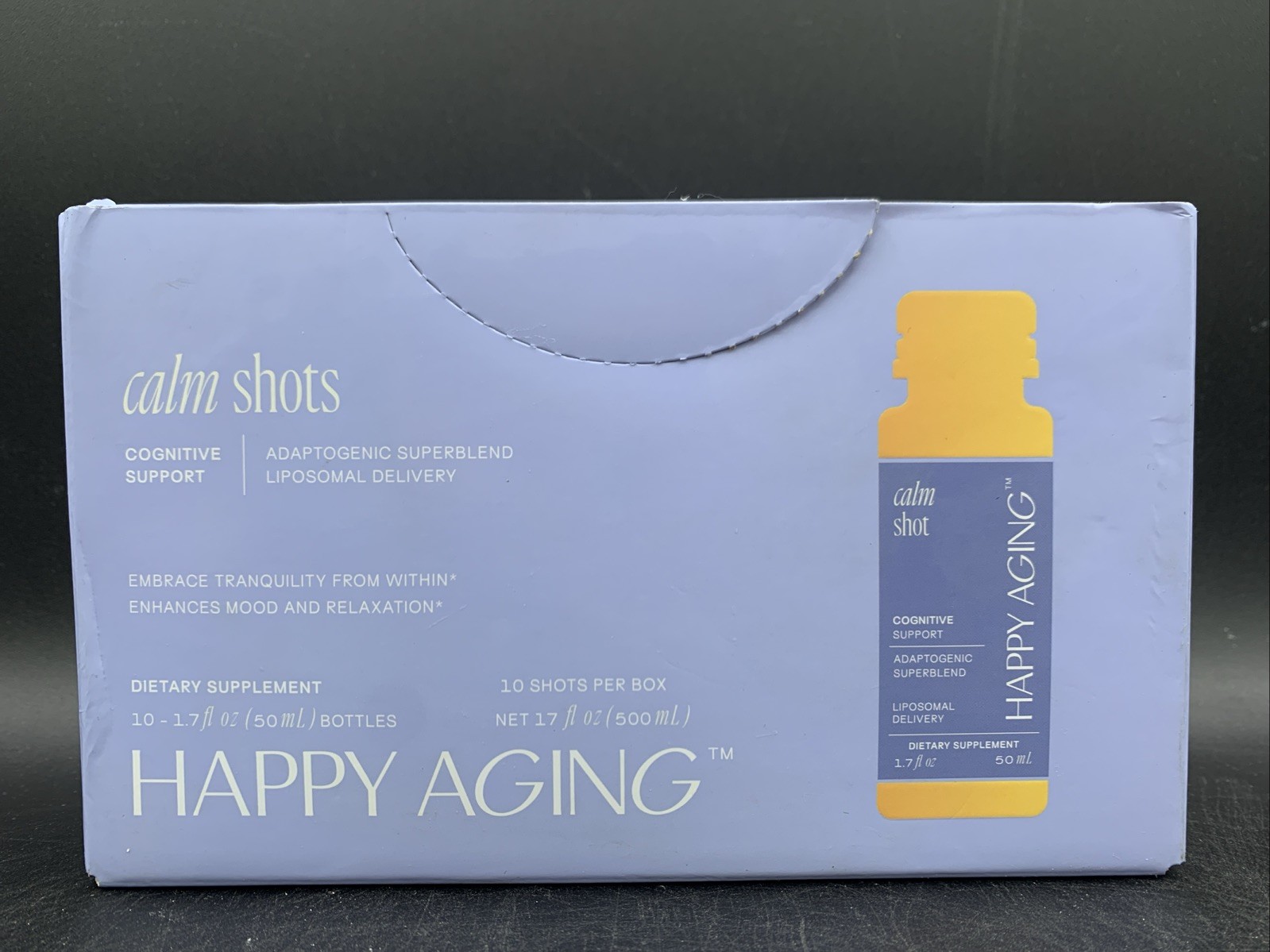 HAPPY AGING Calm Shots|Cognitive Support, 10- 1.7oz Bottles EXP 06/15/2026