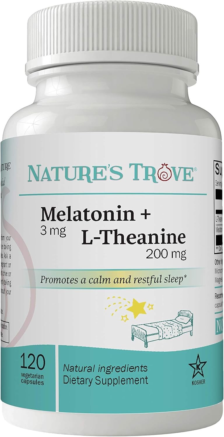 Nature’s Trove Melatonin 3mg + L Theanine 200mg – Calm and Relaxation – 120…