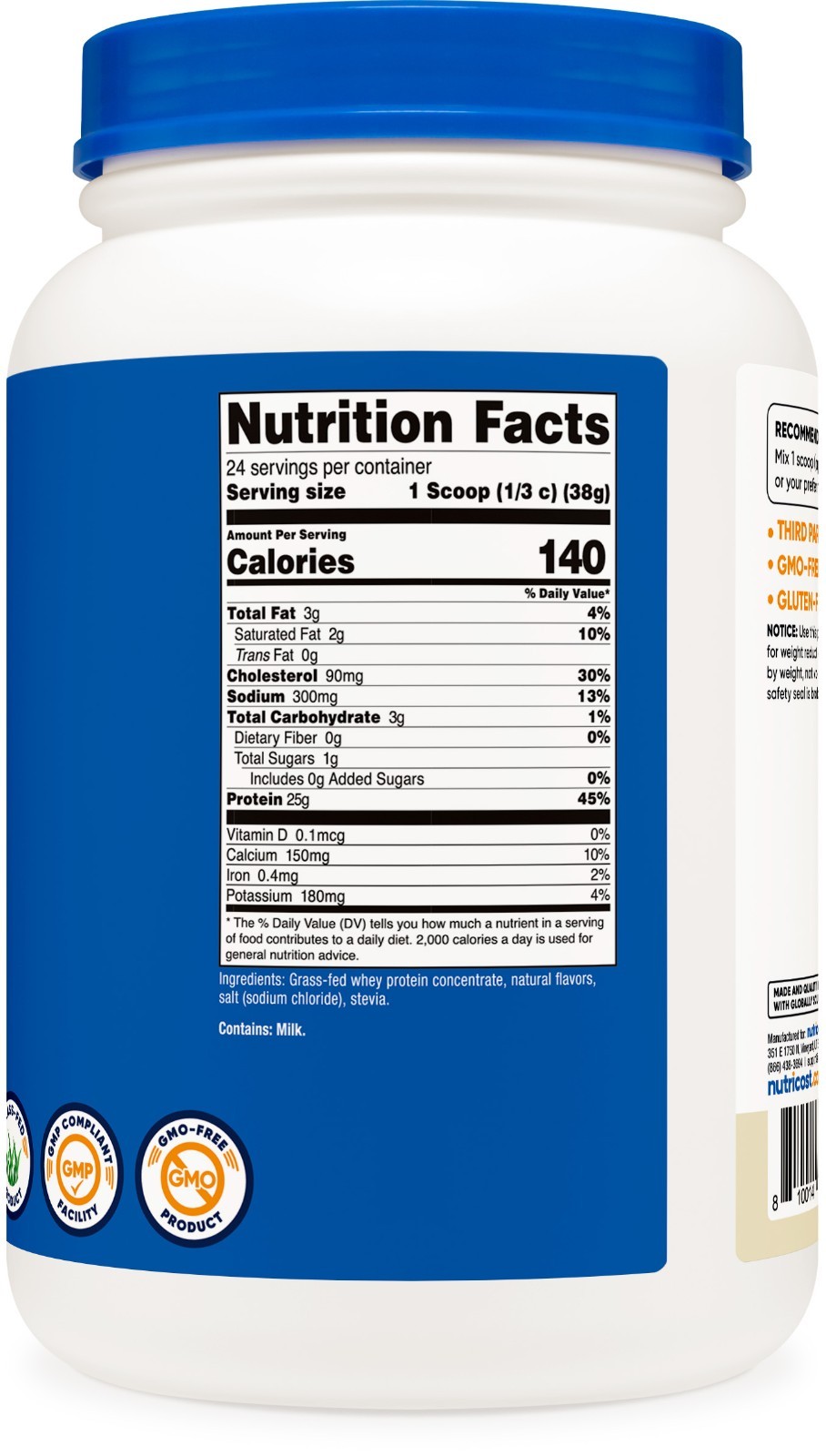 Nutricost Grass-Fed Whey Protein Concentrate (Vanilla) 2LBS