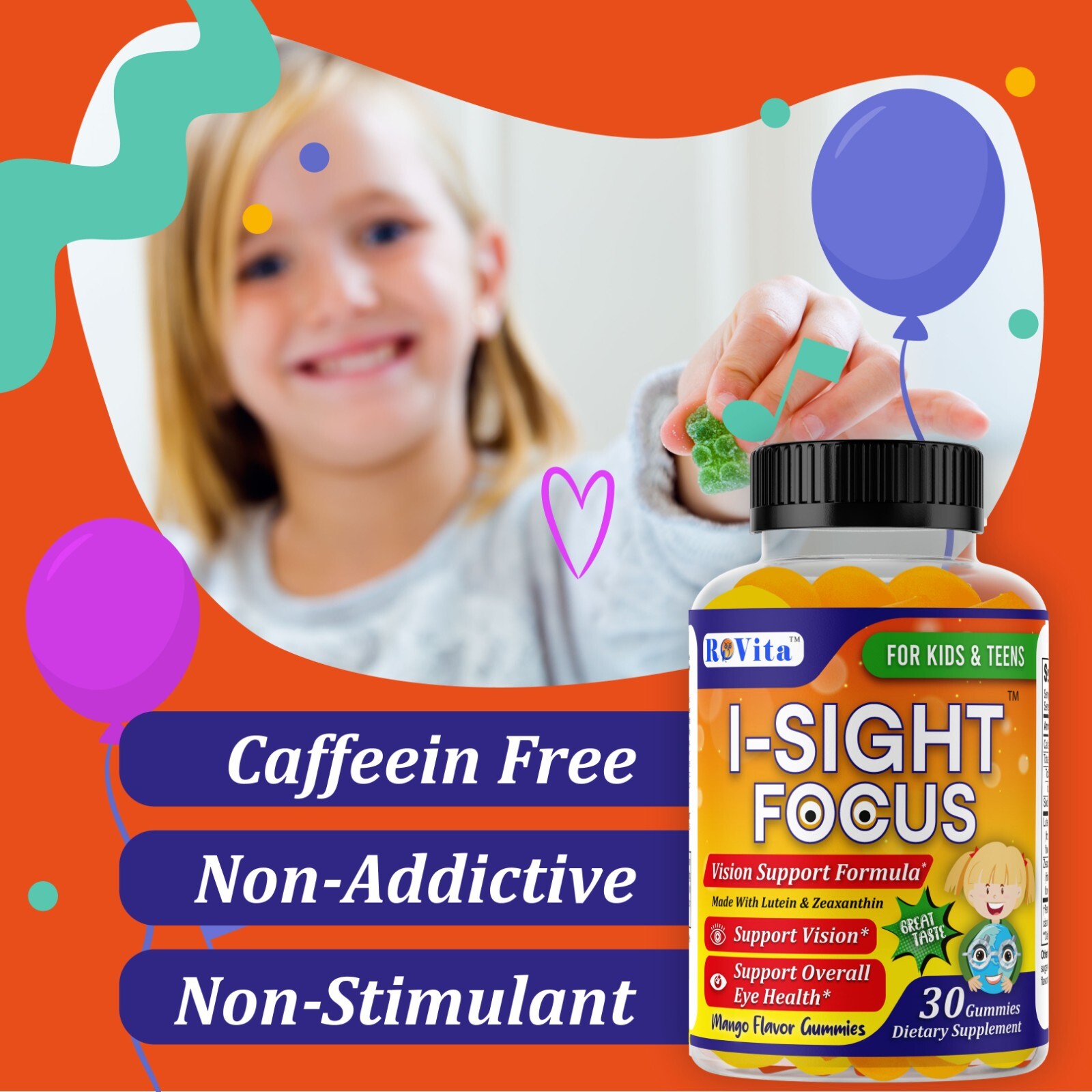 I-SIGHT FOCUS Kids Eye Health Gummies with Lutein & Zeaxanthin Vision Support