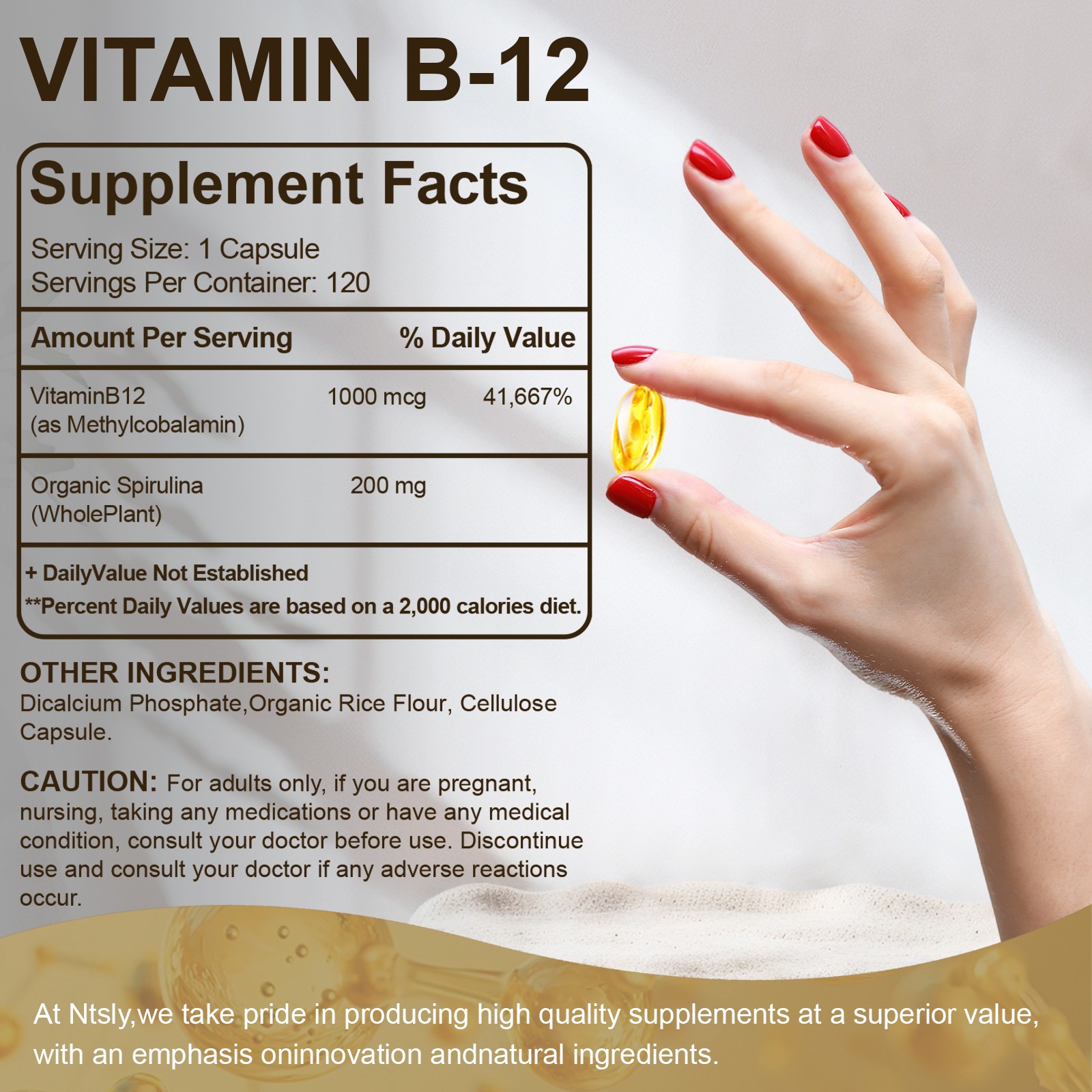 Vitamin B-12 Complex Capsules Energy Support Health Brain Nervous System Pills