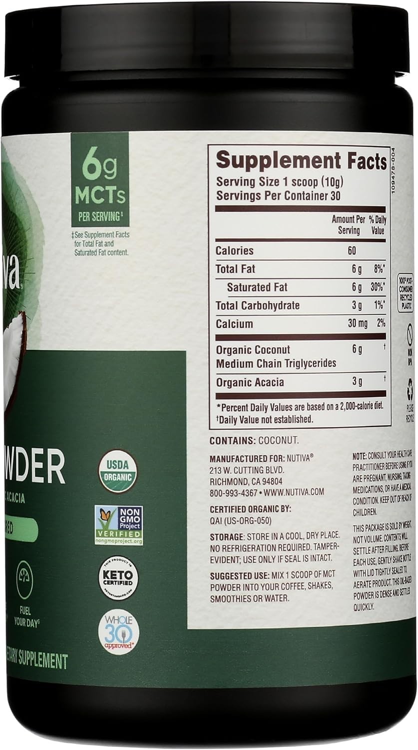 Ketogenic Organic MCT Powder with Prebiotic Fiber – 10.6 Ounce of Pure Energy