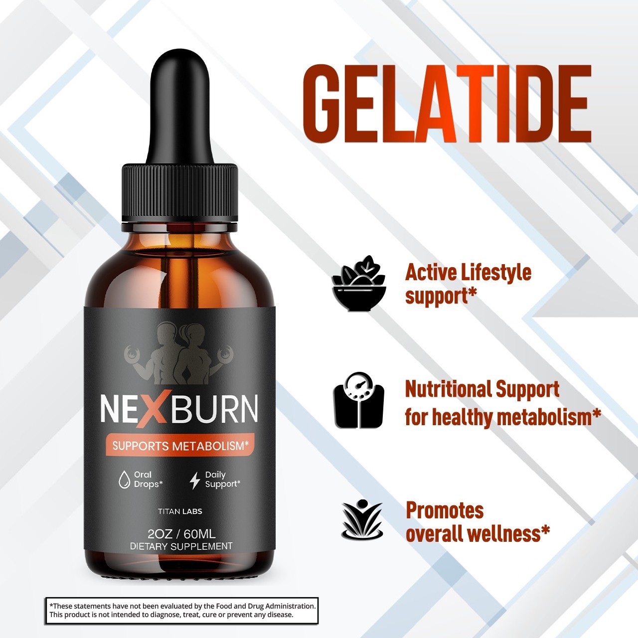 (2 Pack) NexBurn Drops Natural Health & Fitness Supplement Nex Burn 60 Servings