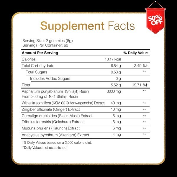 Be Bodywise Pure Himalayan Shilajit Gummies Gold I Lab Tested I No Added Sugar