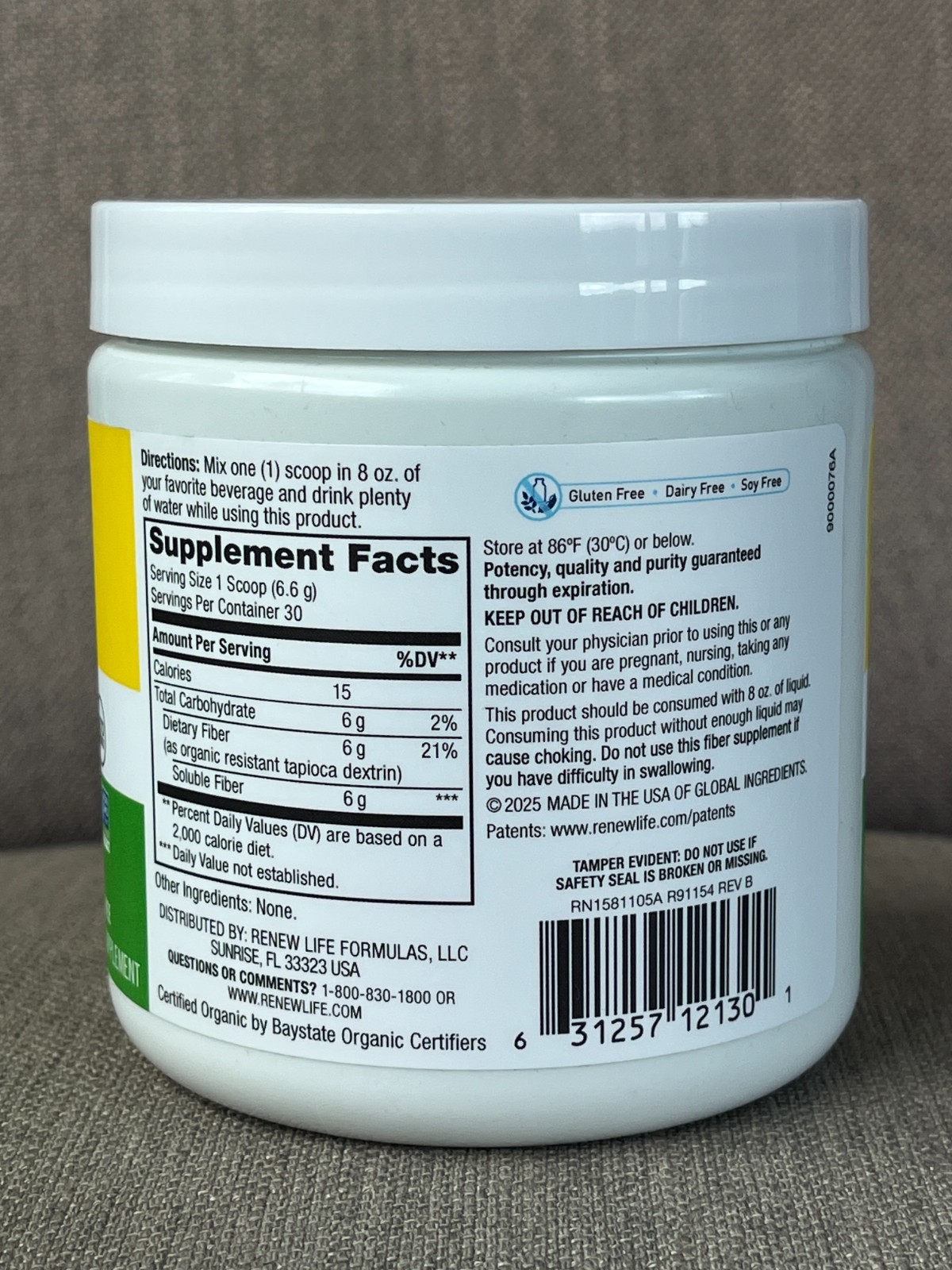 Renew Life Completely Clear Organic Prebiotic Fiber Powder 7 oz | EXP 02/2027