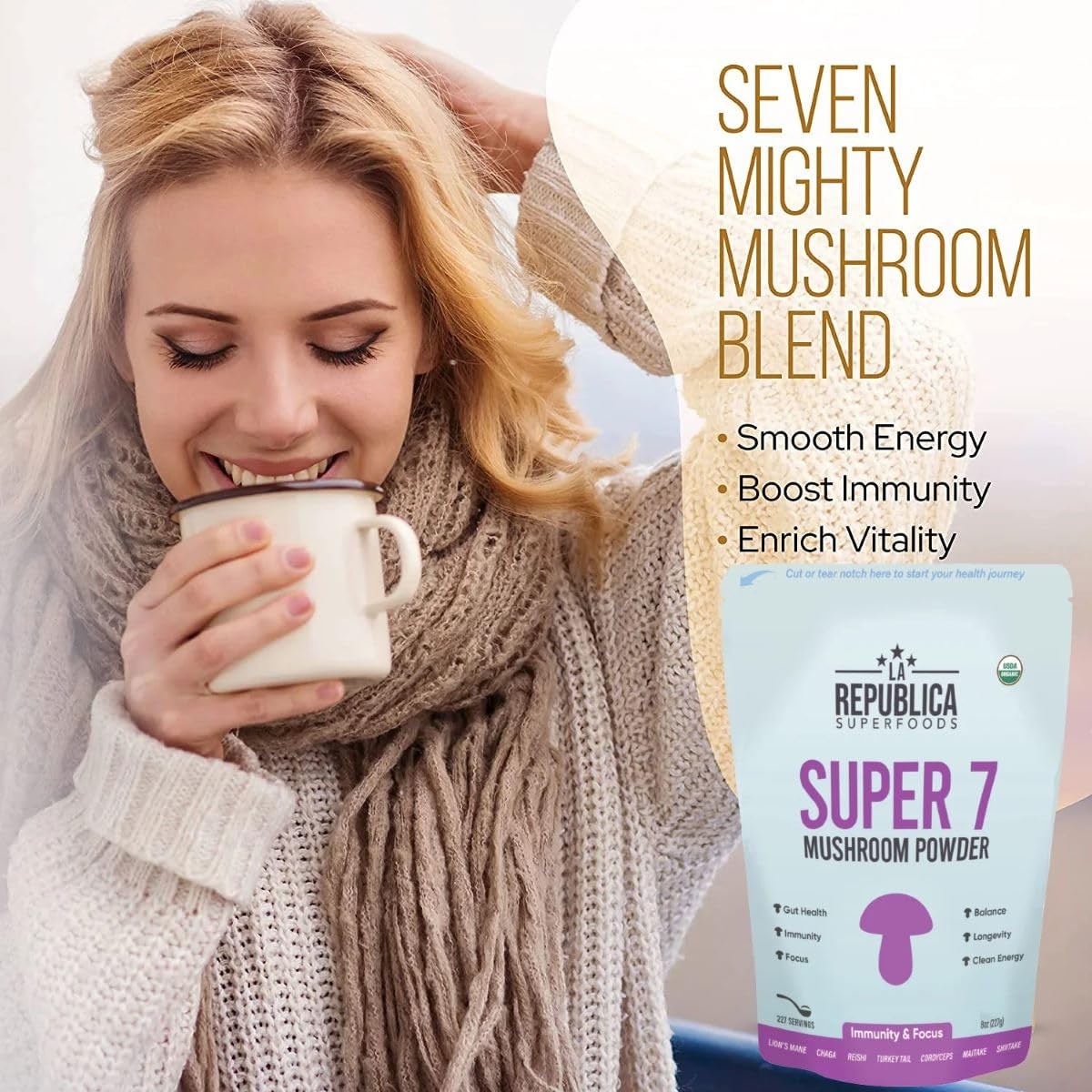 Lrla Superfoods La Republica Superfoods Usda Organic Super 7 Mushroom Powder