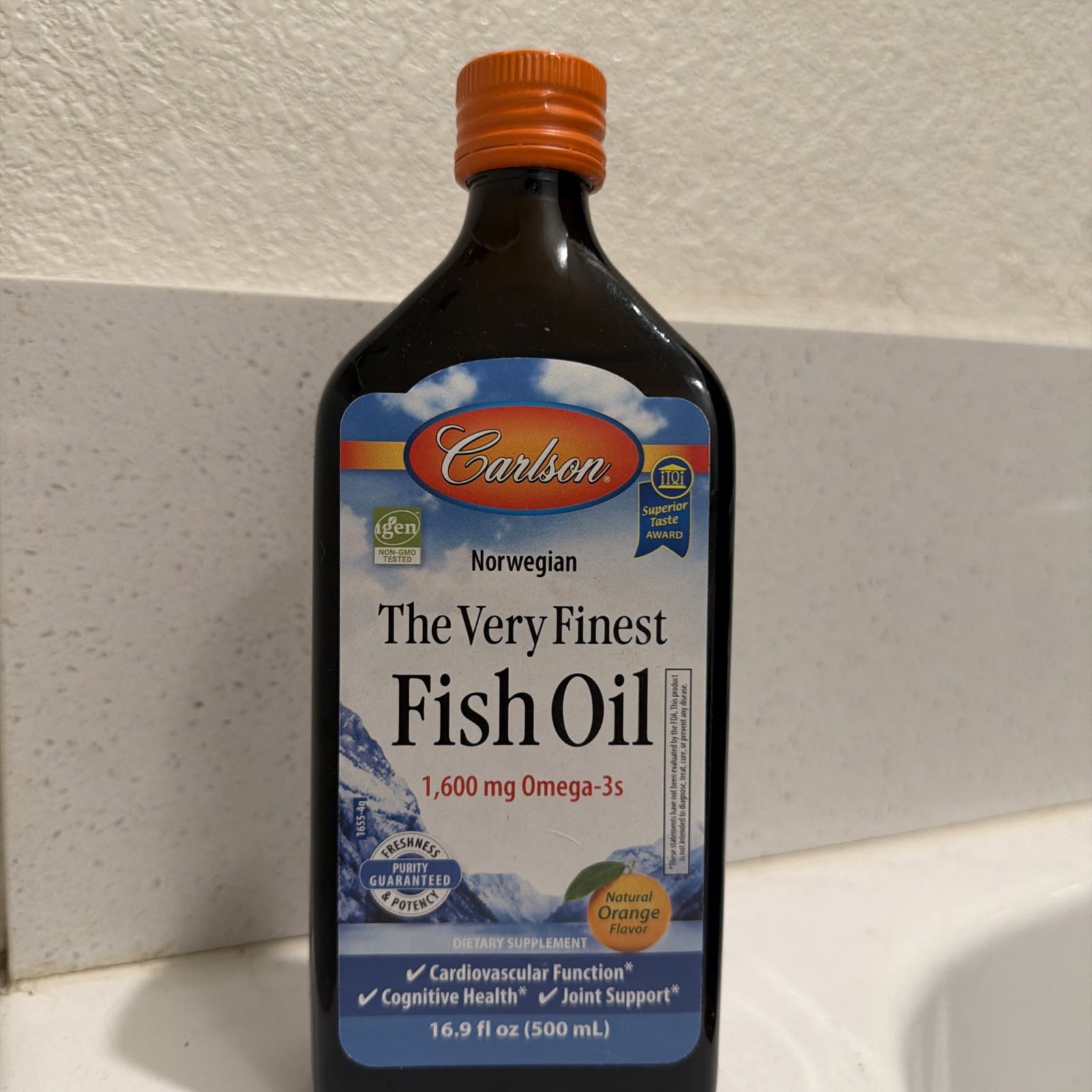 Carlson The Very Finest Fish Oil Lemon Norwegian 1600mg Omega-3 16.9 oz (500 mL)