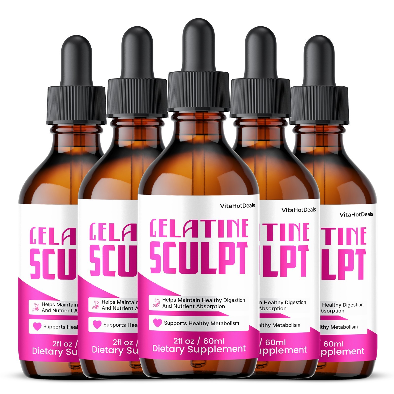 Gelatine Sculpt Drops, Max Strength Formula, GelatineSculpt Supplement (5 pack)