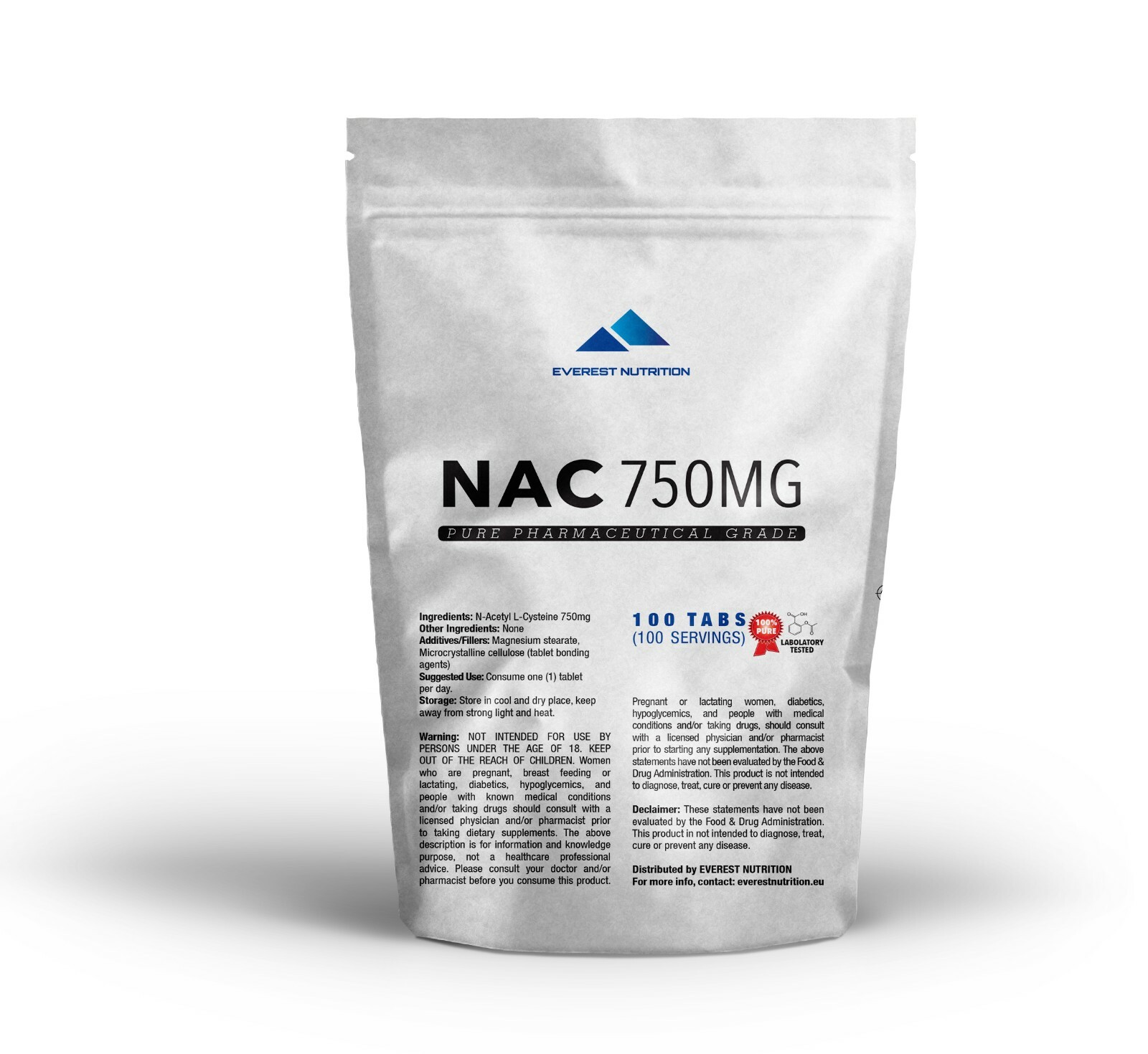 N-ACETYL L-CYSTEINE 750mg TABLETS EASY DIGESTIBLE NON GMO GLUTEN FREE