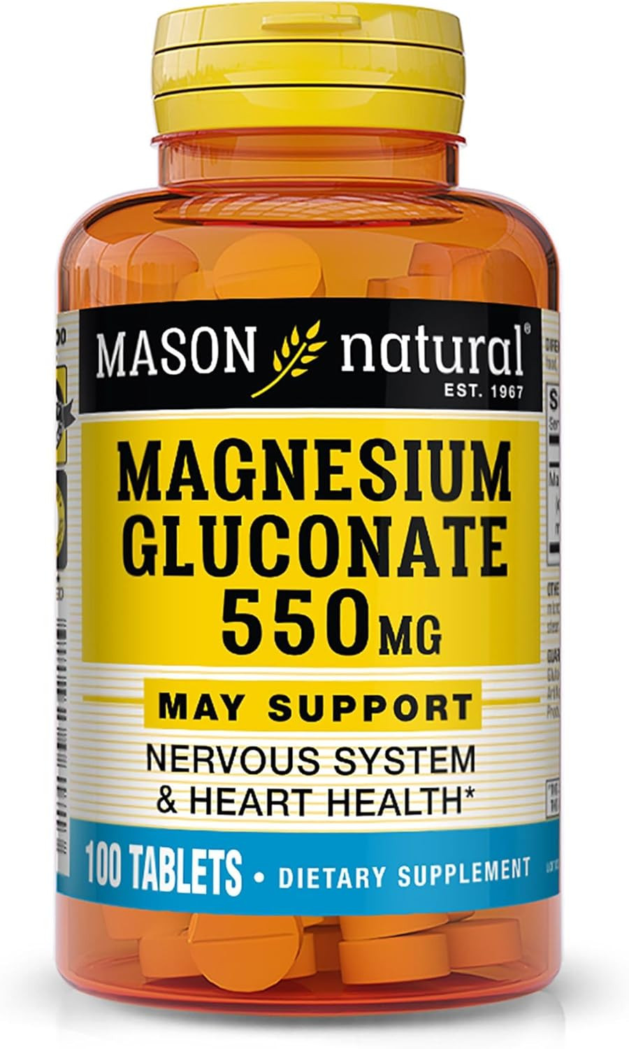 Magnesium Gluconate 550 Mg, 100 Day Supply for Normal Healthy Heart and Nervous