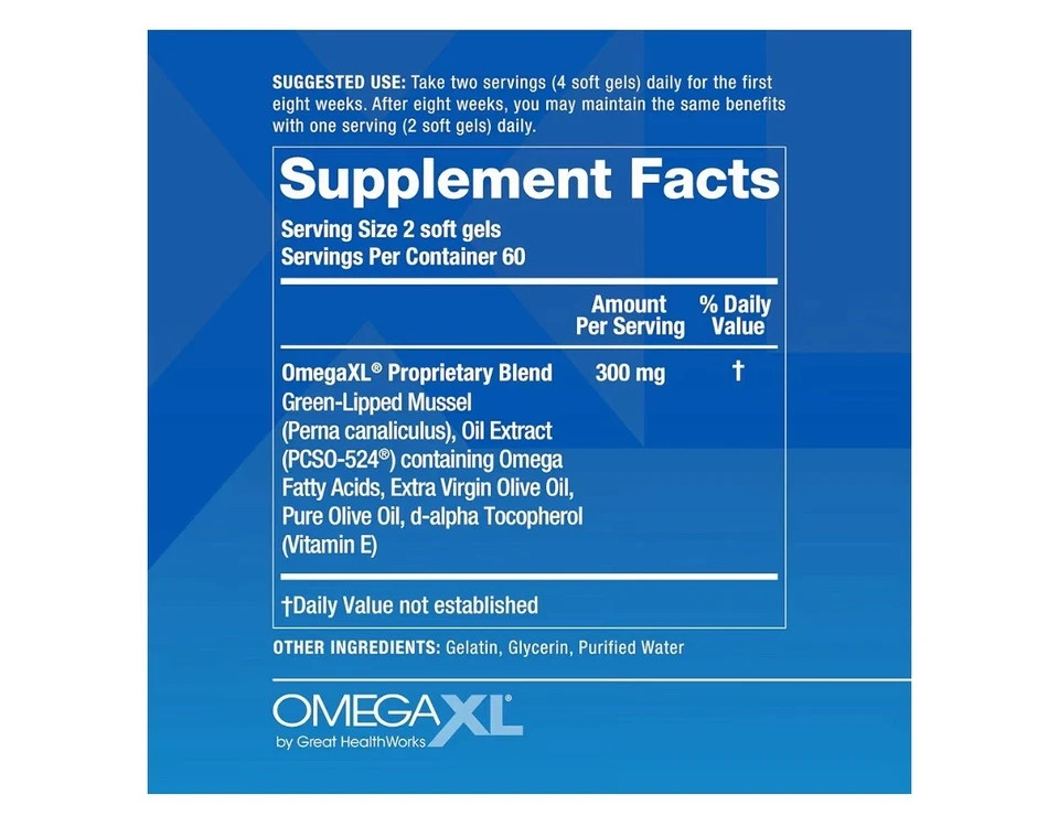OmegaXL Joint Support Supplement for Relief Natural Muscle Support 60 Softgels