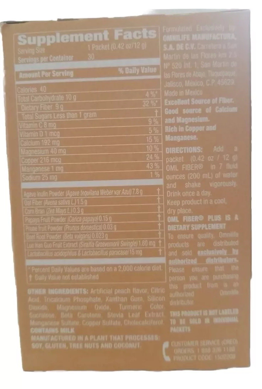 FIBER/FIBER’N PLUS | PEACH FLAVORED | 30 SACHET | *FREE SHIPPING*