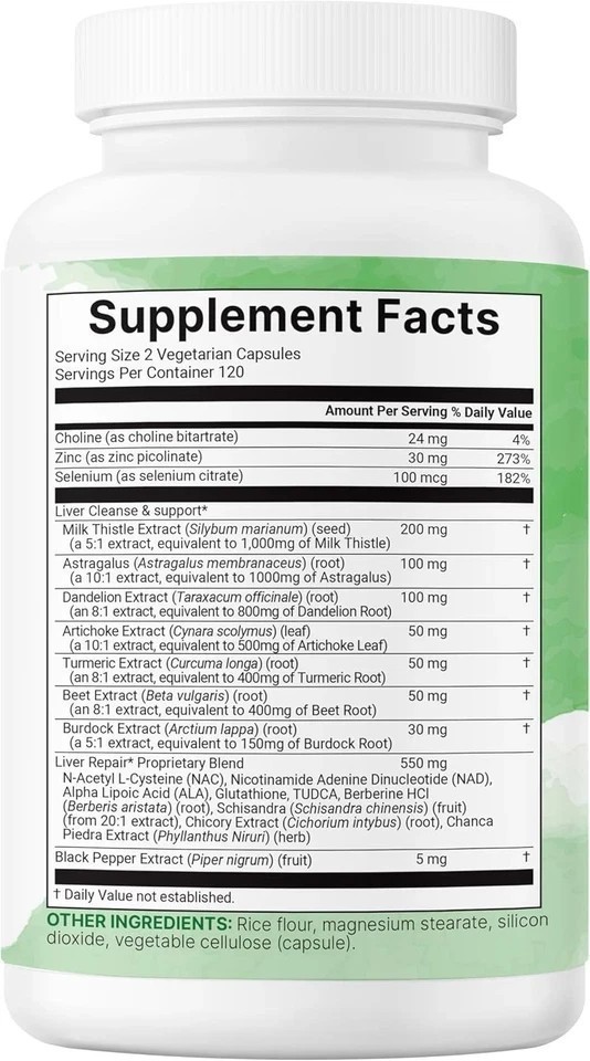 Liver Detox 240 Veggie Capsules 20-in-1 Advanced Complex Liver Cleanse & Repair