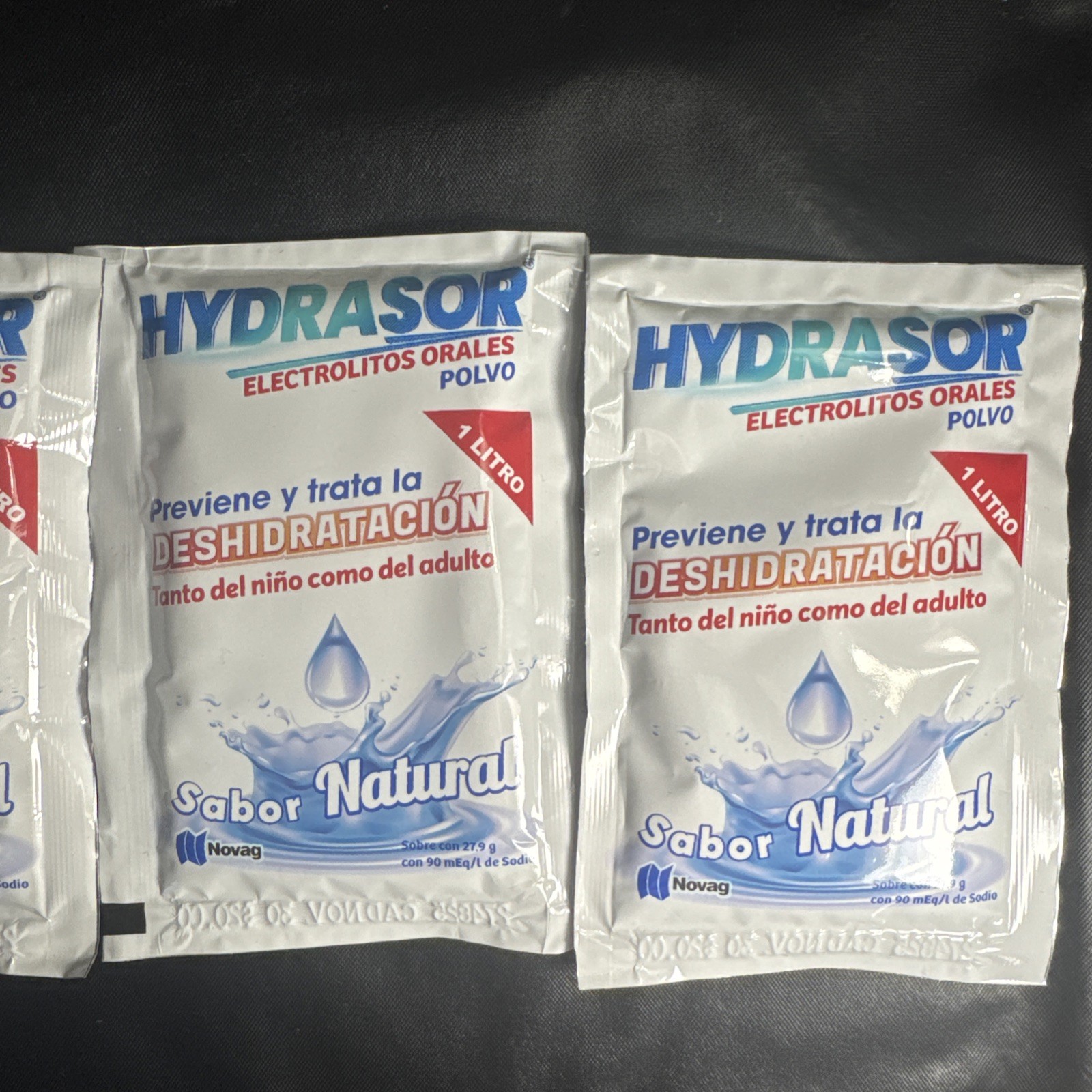 ELECTROLITOS ORALES EN POLVO HYDRASOR SABOR NATURAL 27.9G (4PCS) MEXICO